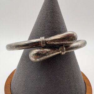 ATI Mexico Sterling Silver 925 Hinged Bangle Bracelet 7in 26.18g Teardrop